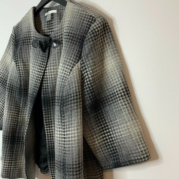 Peter Nygard Houndstooth Open Coat Wool Blend Tweed Plus Size 20 - Picture 4 of 8